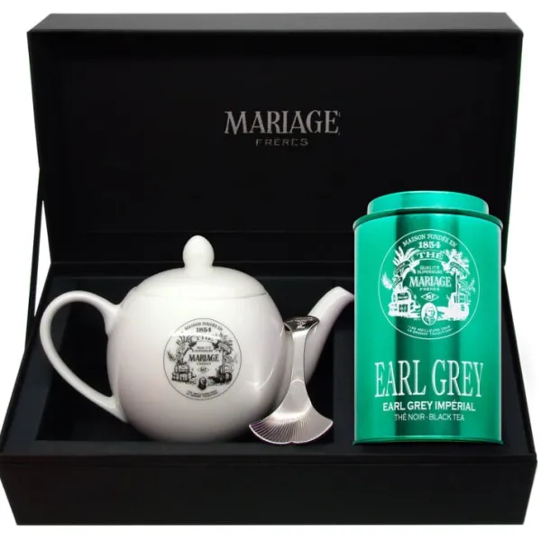 MARIAGE FRÈRES Coffret Dégustateur Earl Grey French Blue®- Gift Box Tea And Teapot